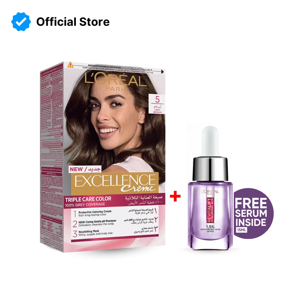 L'Oreal Paris Excellence 5 + HA Serum 15ML FREE