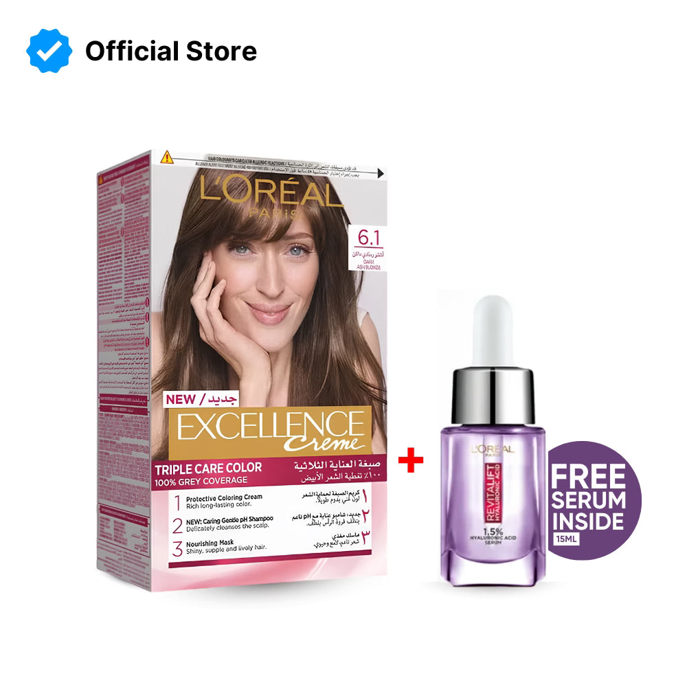 L'Oreal Paris Excellence 6.1 + HA Serum 15ML FREE
