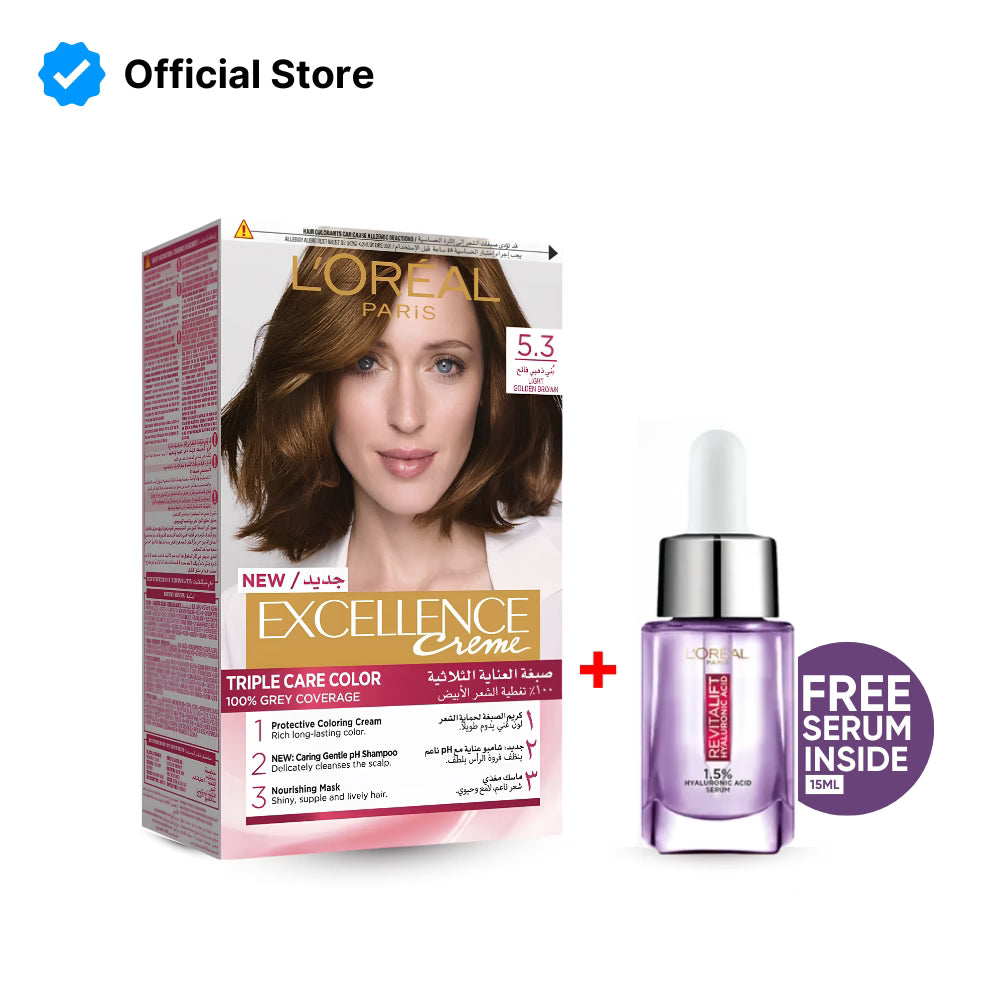 L'Oreal Paris Excellence 5.3 + HA Serum 15ML FREE