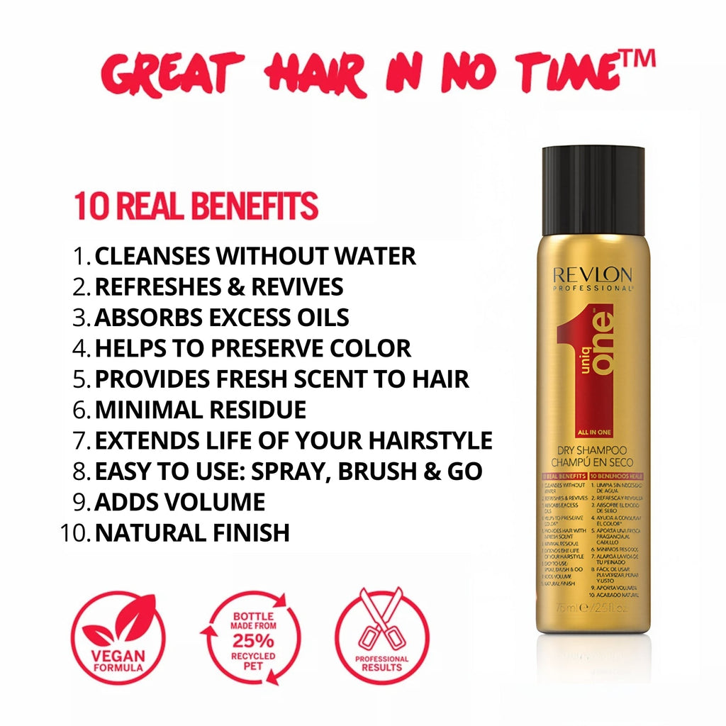Revlon Professional UniqONE Dry Shampoo - "All-in-One" 10 Benefits Dry Shampoo - 75ml