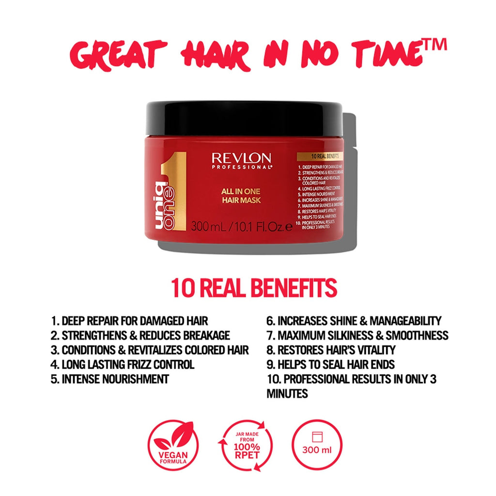 Revlon Professional UniqONE Repair Hair Treatment Mask - "All-in-One" 10 Benefits - 300ml