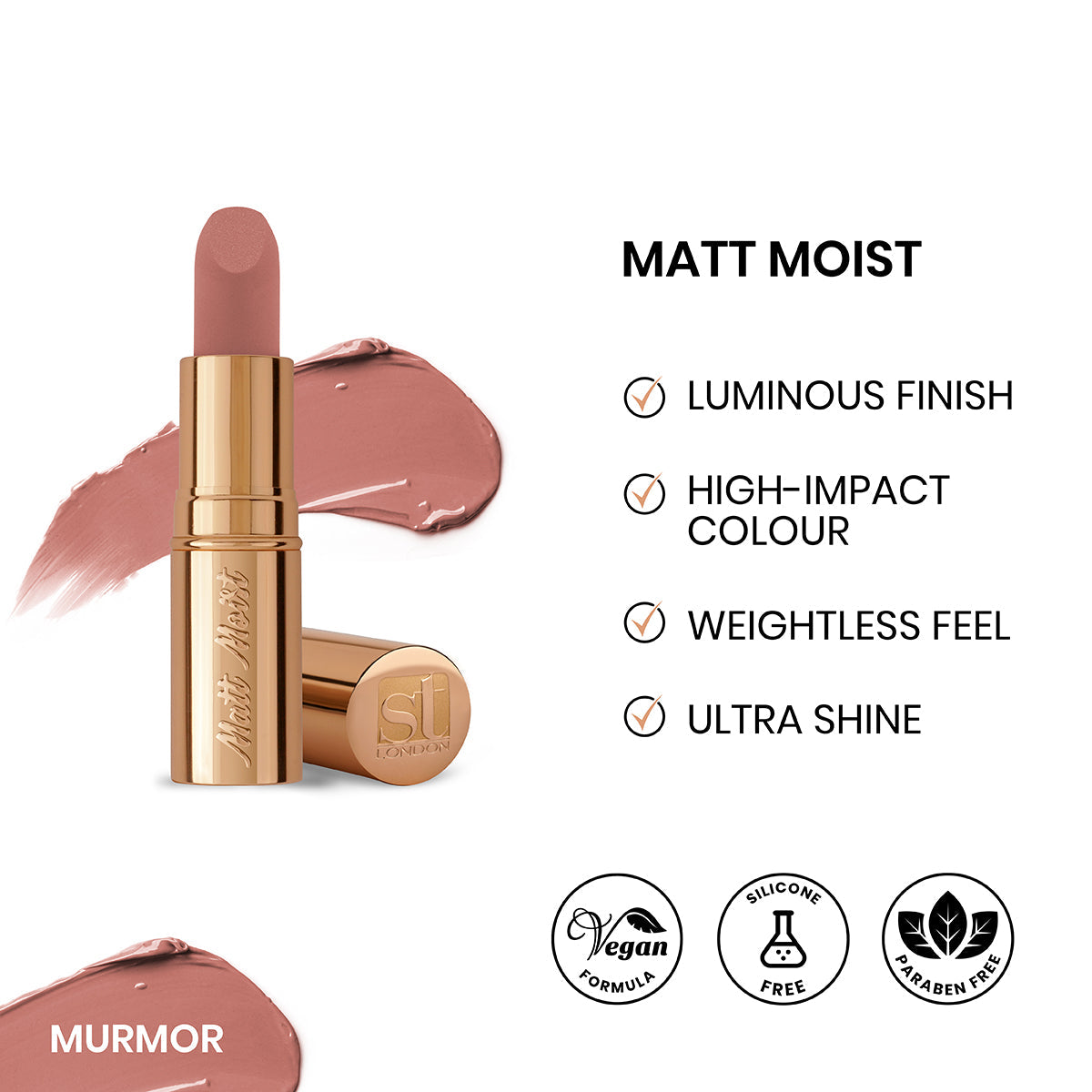 ST London Matt Moist Long-Lasting Lipstick - Murmor