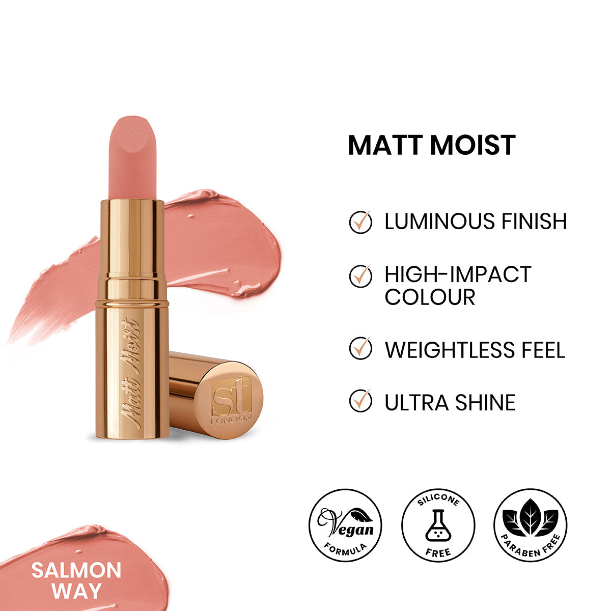 ST London Matt Moist Long-Lasting Lipstick - Salmon Way