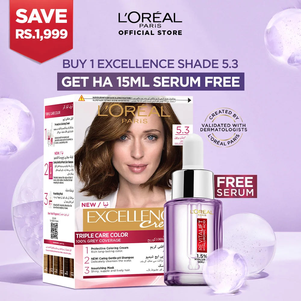 L'Oreal Paris Excellence 5.3 + HA Serum 15ML FREE