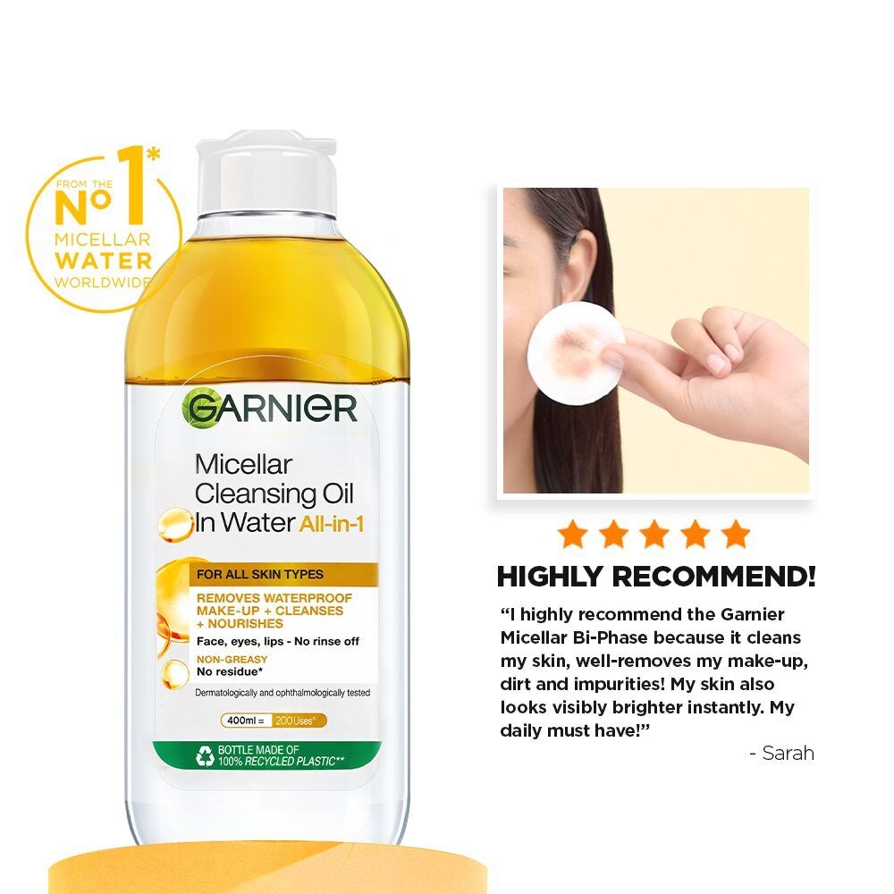 Garnier Micellar Oil in Water Waterproof Makeup Remover & Cleanser - 125ml