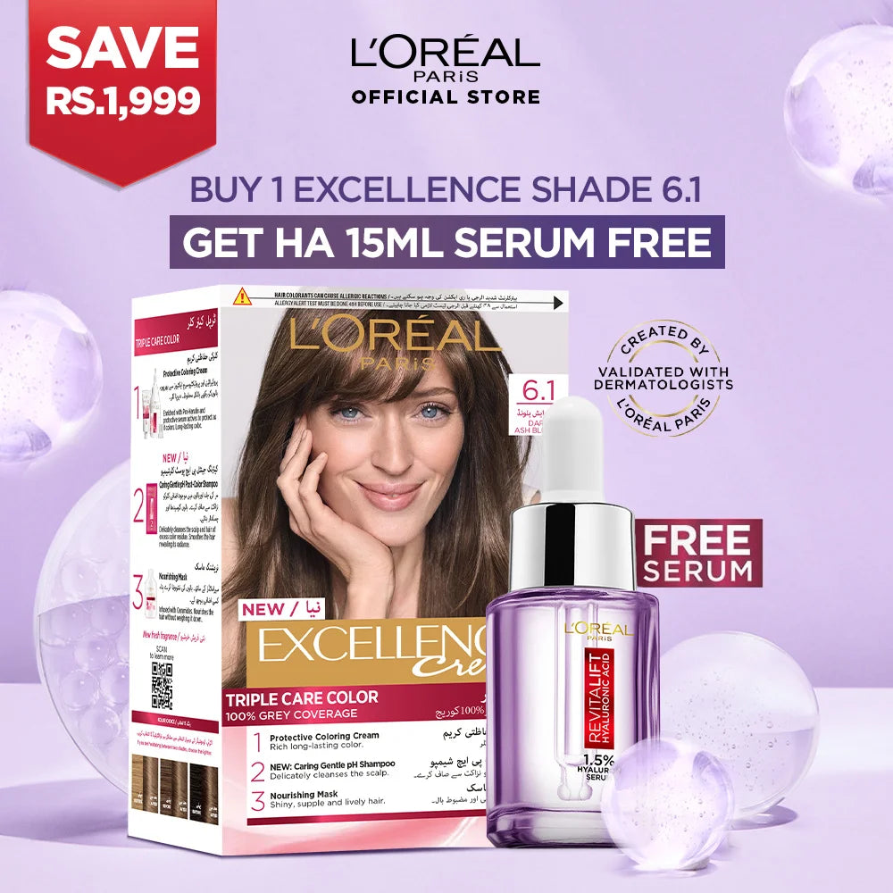 L'Oreal Paris Excellence 6.1 + HA Serum 15ML FREE