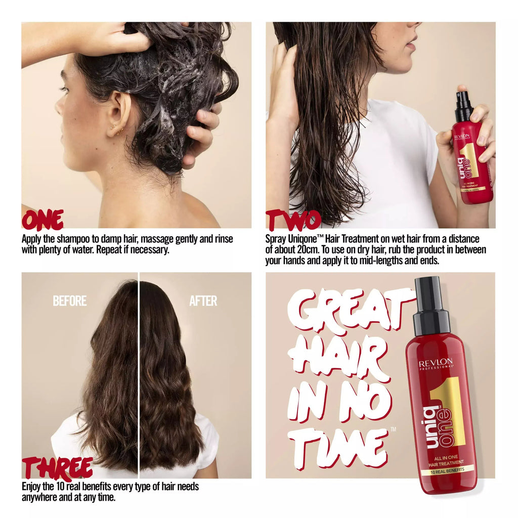 Revlon Professional UniqONE DUO-PACK All-in-One Leave-In Hair Treatment Classic Fragrance 150ml + Shampoo 230ml