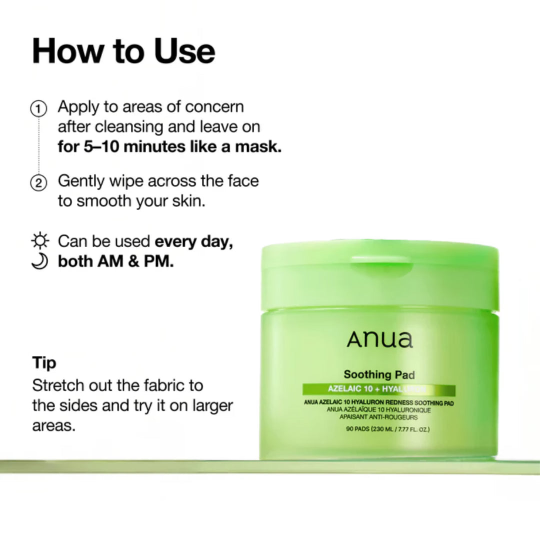 Anua Azelaic 10 Hyaluron Redness Soothing Pad - 90 Pads