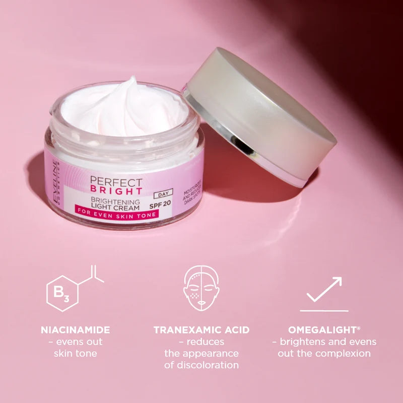 Eveline Perfect Bright Brightening 2% Light Day Cream SPF20 - 50ml