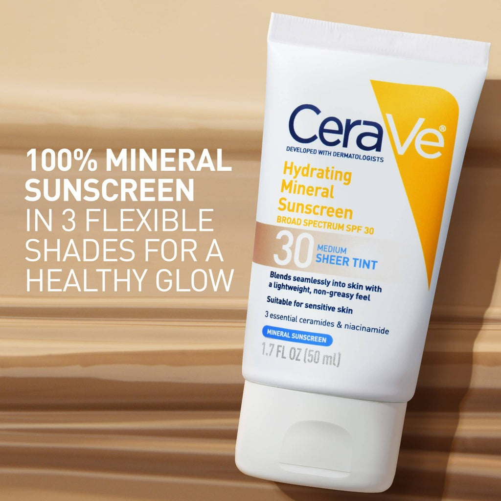 CeraVe Hydrating Mineral Tinted Face Sunscreen SPF 30 - Deep - 50ml