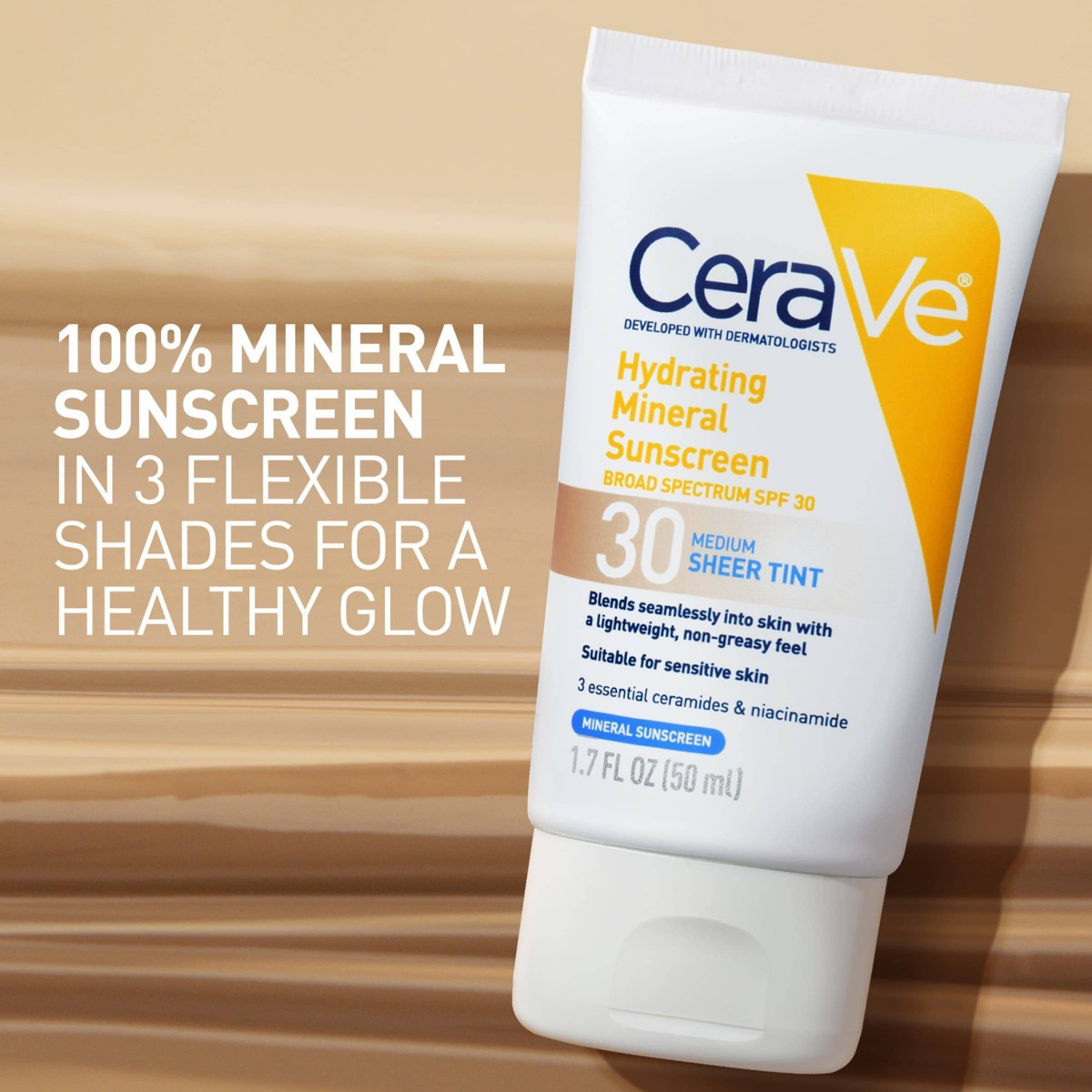 CeraVe Hydrating Mineral Tinted Face Sunscreen SPF 30 - Deep - 50ml