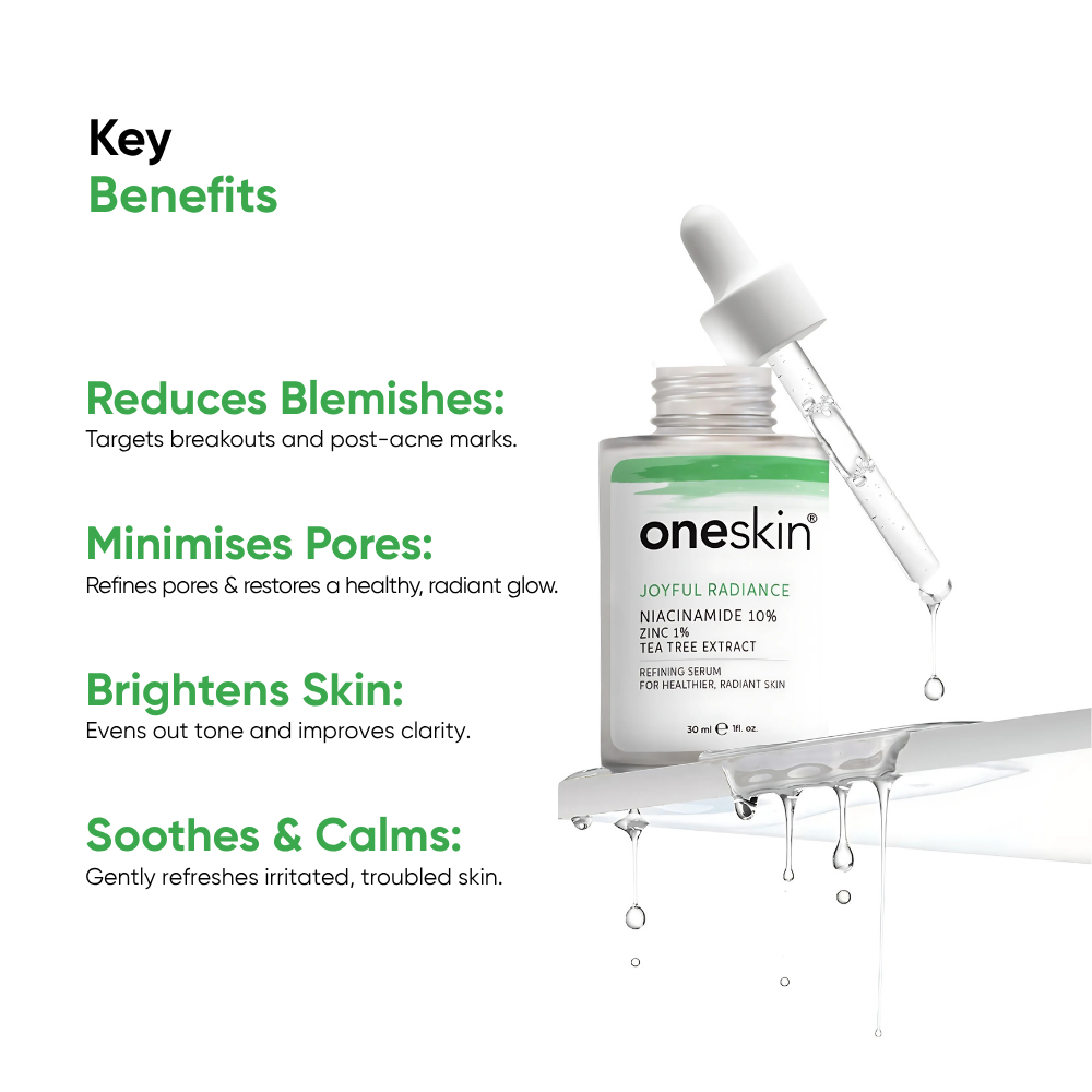 Oneskin Joyful Radiance Niacinamide 10%, Zinc 1%, Tea Tree Extract - 30ml