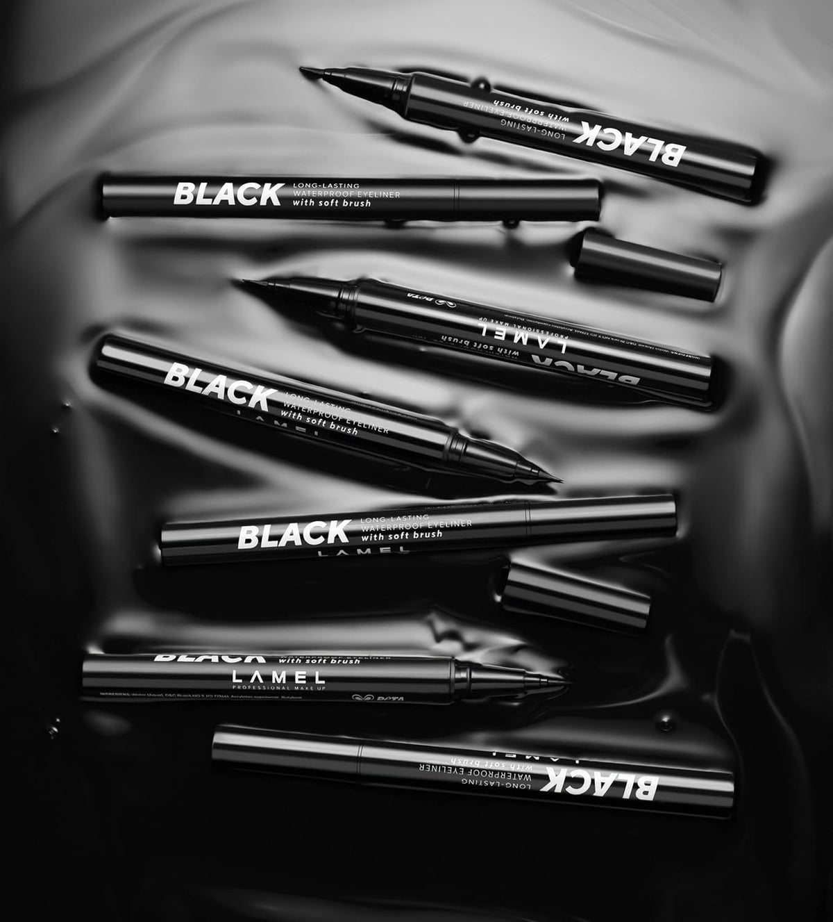 LAMEL Black Eyeliner with Soft Brush 401 Deep Black