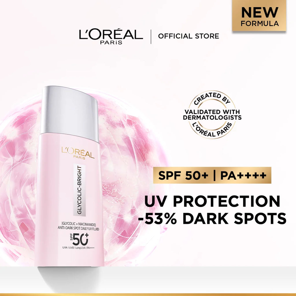 LOreal Glycolic Bright SPF 50+ UV Fluid: Anti-Dark Spot & Glowing Sunscreen