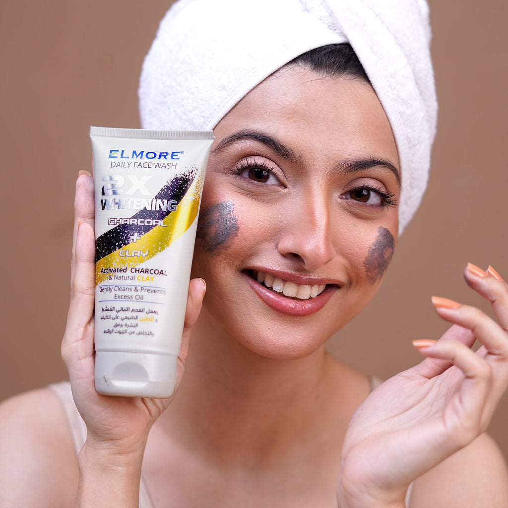 2X Whitening Daily Face Wash with charcoal and clay by Elmore