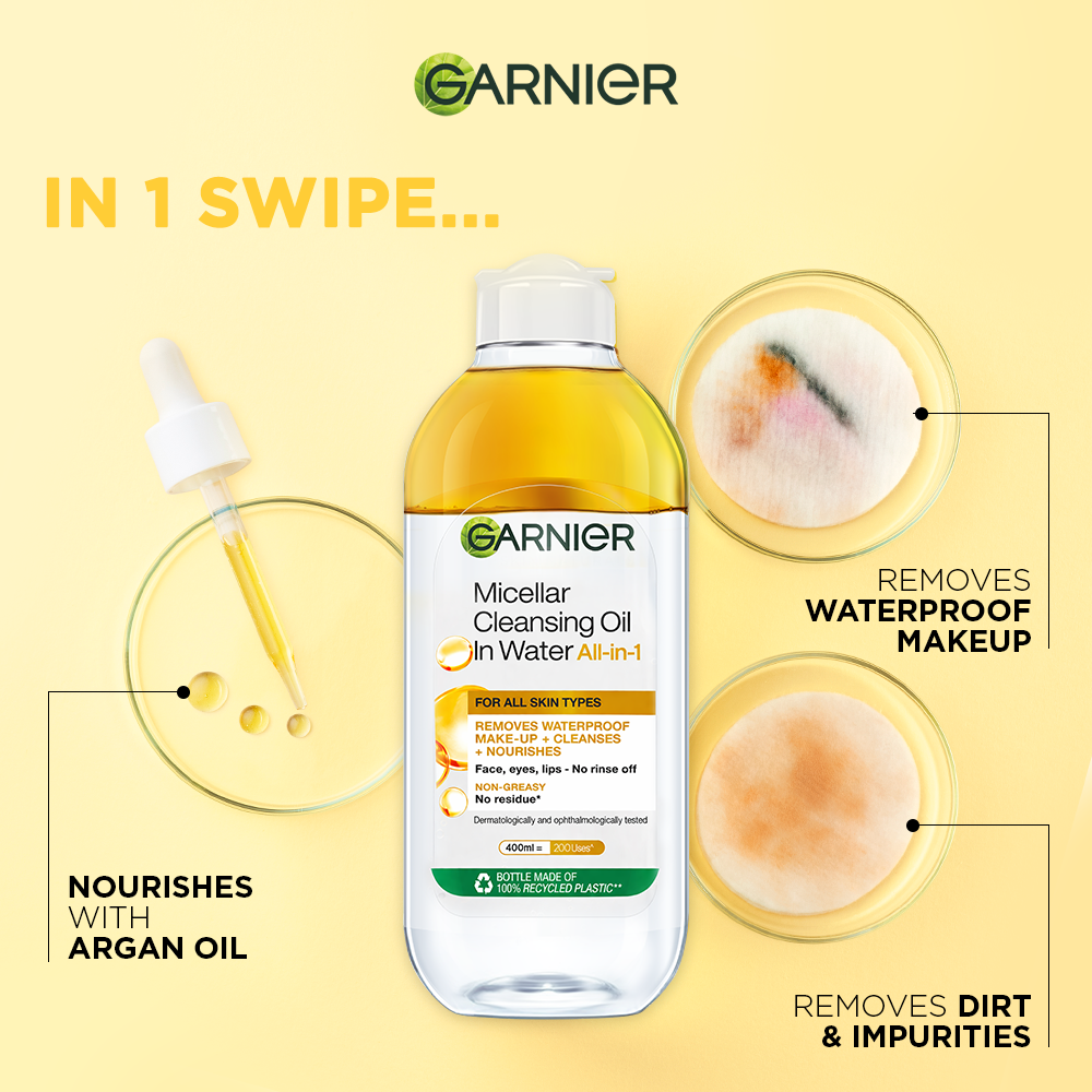 Garnier Micellar Oil in Water Waterproof Makeup Remover & Cleanser - 125ml
