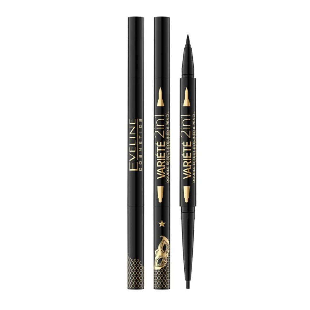 Eveline Variete Eyeliner And Pencil Double Effect 2In1 Ultra Black 1 Piece